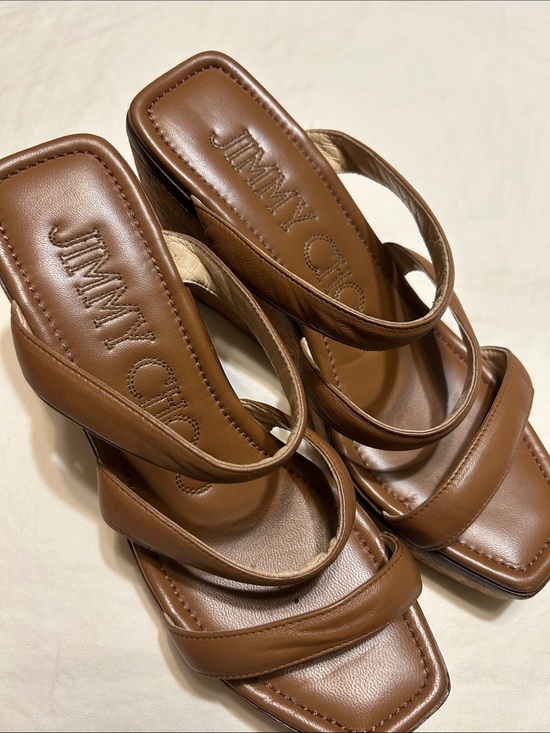 Jimmy Choo Shoes - Jimmy Choo Tan Brown Leather Strappy Heeled Sandals